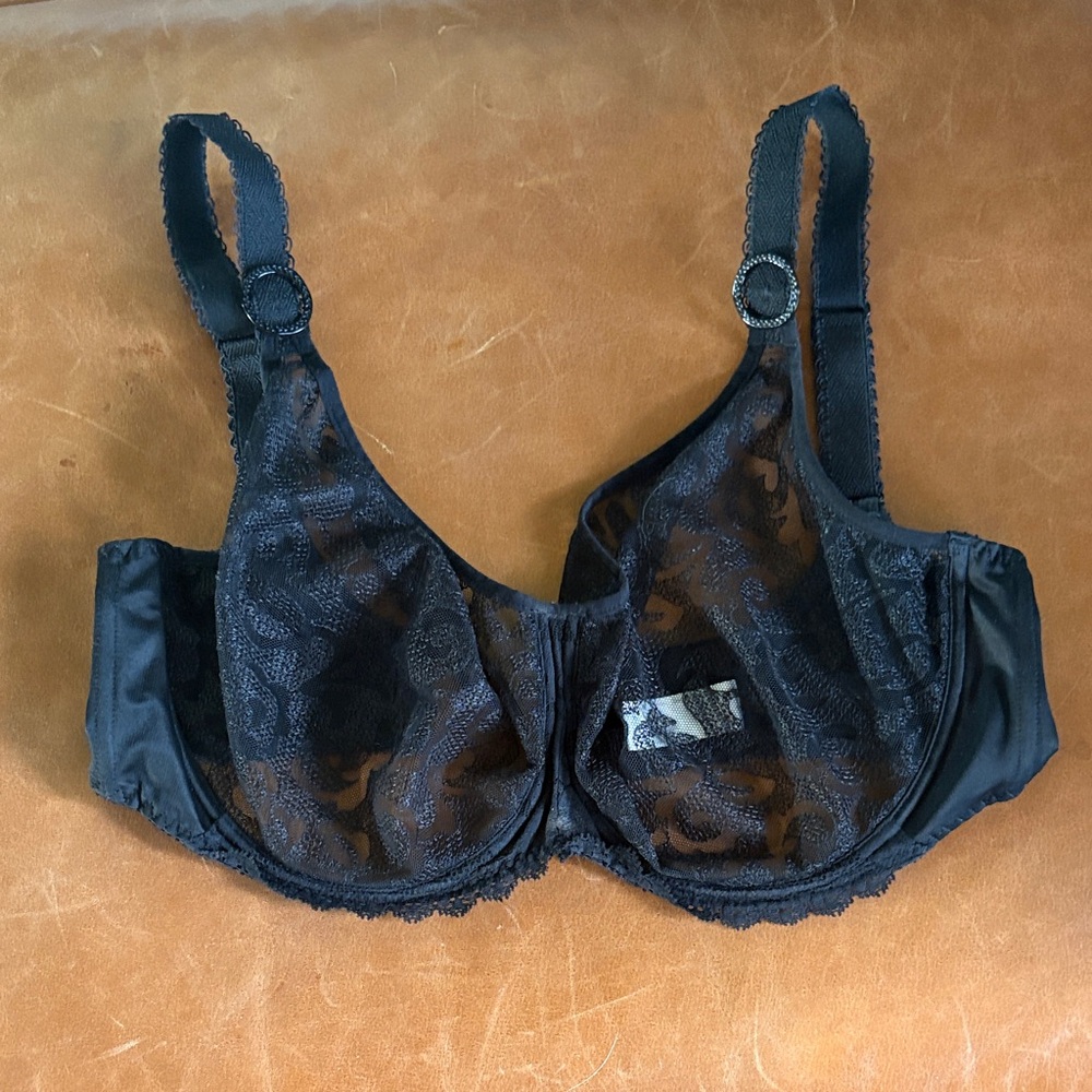 Empreinte Sheer Black Lace Underwire Bra 32G